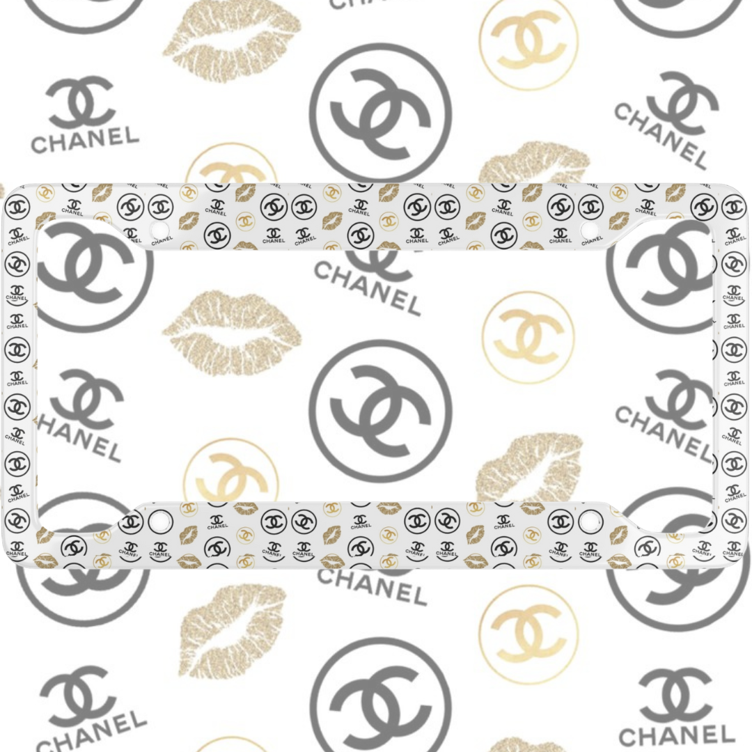 Chanel Gold Kisses License Plate Frame