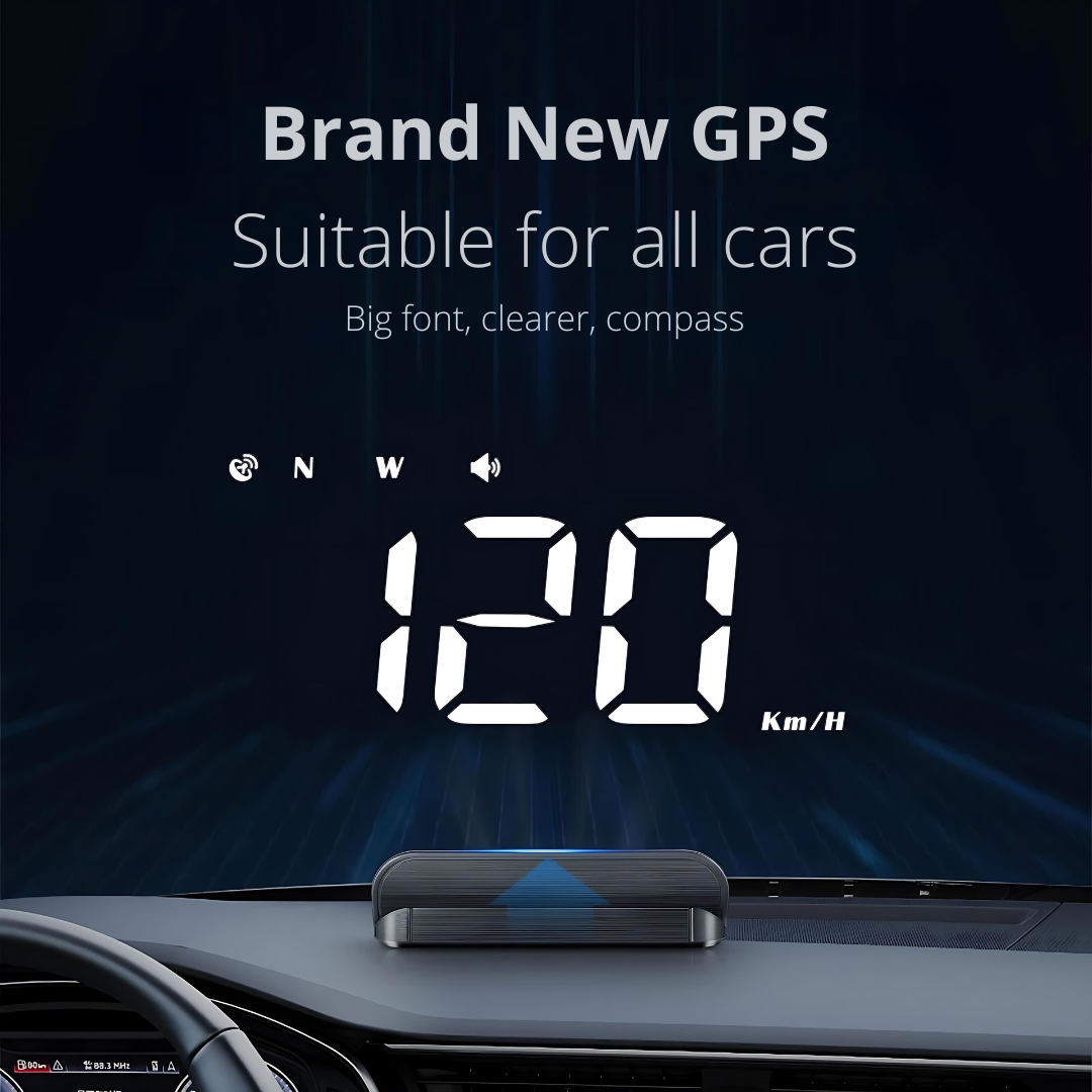 Car HUD GPS Gauge Head Up Display Speedometer 3D Reflection Speed Compass Overspeed Alarm
