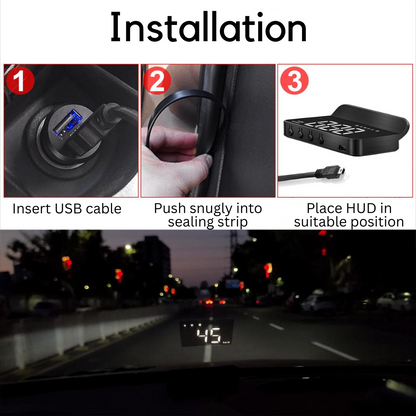 Car HUD GPS Gauge Head Up Display Speedometer 3D Reflection Speed Compass Overspeed Alarm