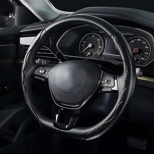 38 cm Universal Carbon Fiber Leather Car Steering Cover Ultra Thin Non-Slip