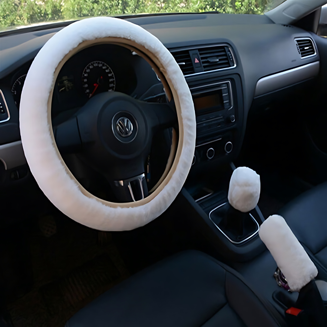 Winter Plush Car Steering Wheel Cover Set